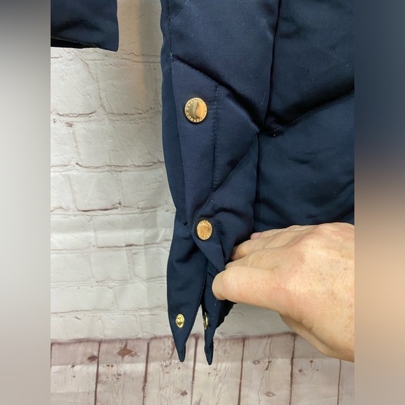 FRENCH CONNECTION Hooded Long Puffer Jacket Utility Navy Blue XSmall - Picture 9 of 15